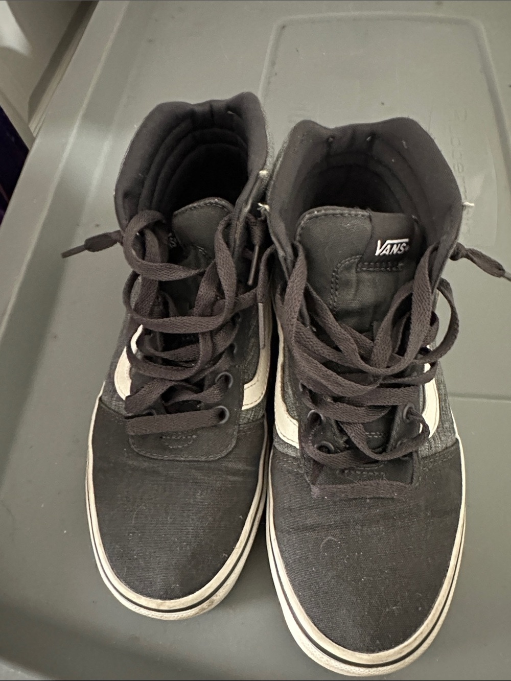 Vans Black and White High-Top Skate Sneakers